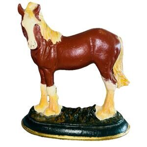 Vintage 9" Cast Iron Horse Door Stopper Clydesdale Farmhouse Riding Country Deco